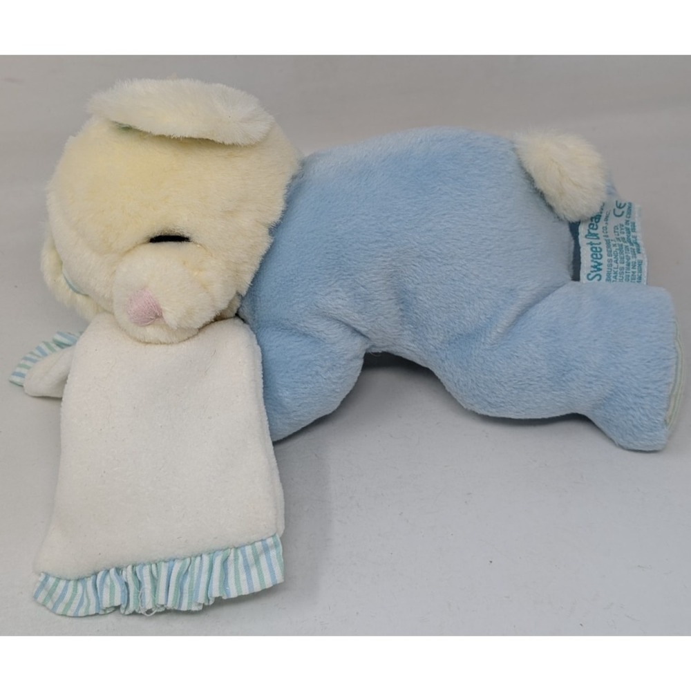 Russ Baby‎ Plush Sweet Dreams Blue Teddy Bear Rattle Lovey Sleeping Plush VTG